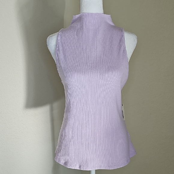 NWT Maeve by Anthropologie Mock Neck Ribbed Sleeveless Tank Top Lavender Sz L - Picture 9 of 9